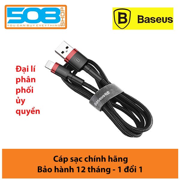 Cap sac nhanh 2.4A Baseus Cafule dây bên chông gâp đông bô data nhanh chong danh cho iPhone dai 100CM  nhiêu mau  - Hang chinh hang - Đen Đo