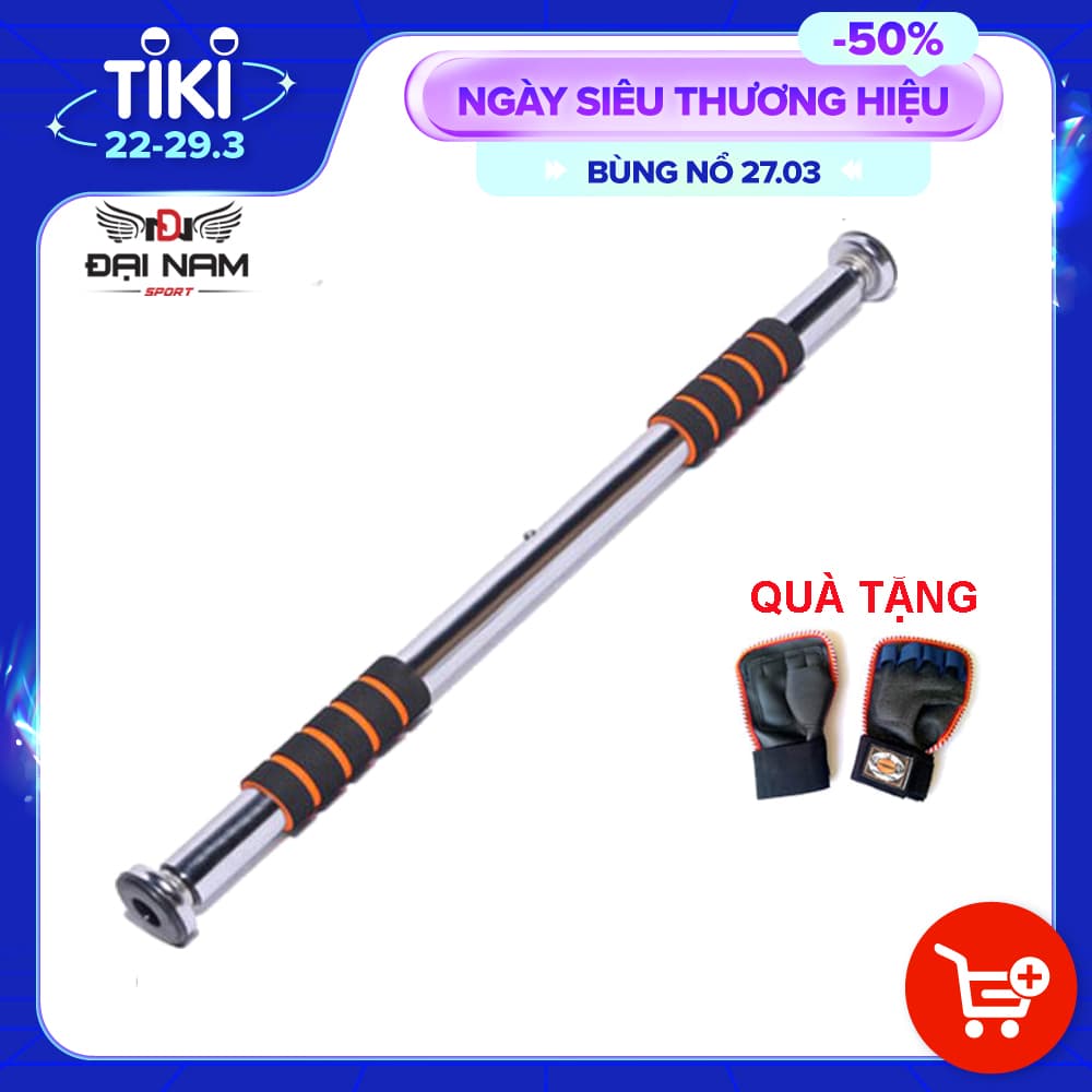 Xà Đơn Treo Tường Thông Minh Di Động Inox Không Cần Bắt Vít DNS011 Chịu Lực 150kg Đại Nam Sport  Kèm Găng Tay Tập Xà - 60-100cm