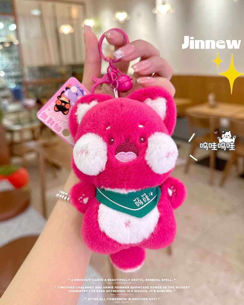 Móc Khóa Gấu Mèo Bông Meow Meow Hottrend Đeo Cặp Táp Túi Xách Quà Tặng Hàng Chính Hãng - Màu Đỏ