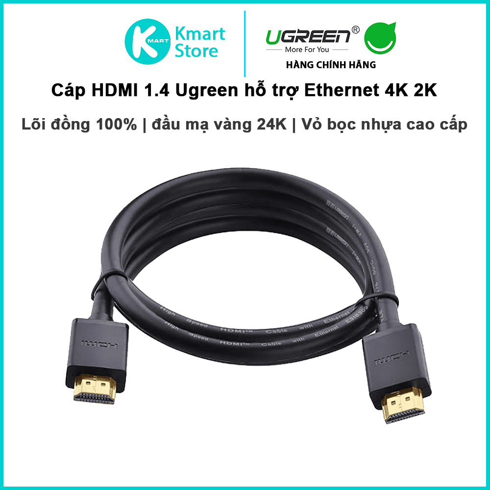 Cáp HDMI 1.4 Ugreen cao cấp hỗ trợ Ethernet  4k 2k HDMI - Hàng Chính Hãng - 3m