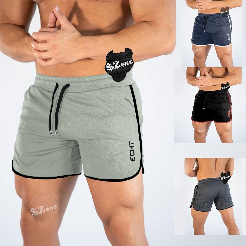 Quần Tập GYM Nam Form Ngắn Thun Lỗ Kim Thông Thoáng Mát Mẻ Cõ Giãn Tốt SZone SQ493 - XÁM GHI - L