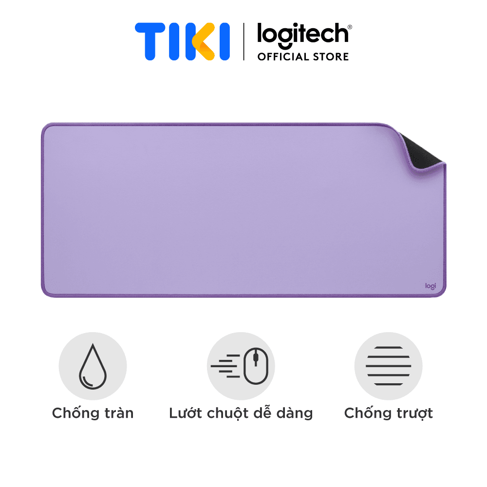 Bàn di chuột cỡ lớn Logitech Desk Mat - Đế cao su chống trượt, lướt dễ dàng, bề mặt chống đổ tràn, bền bỉ, nhỏ gọn - Hàng chính hãng