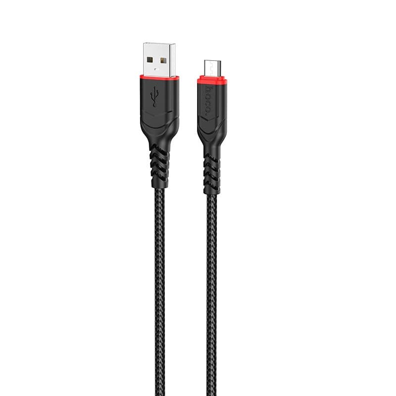 Cáp sạc nhanh 2.4A Hoco X59 chân Micro dây Nylon siêu bền dài 1M cho Android  3 màu  - Hàng chính hãng - Đen