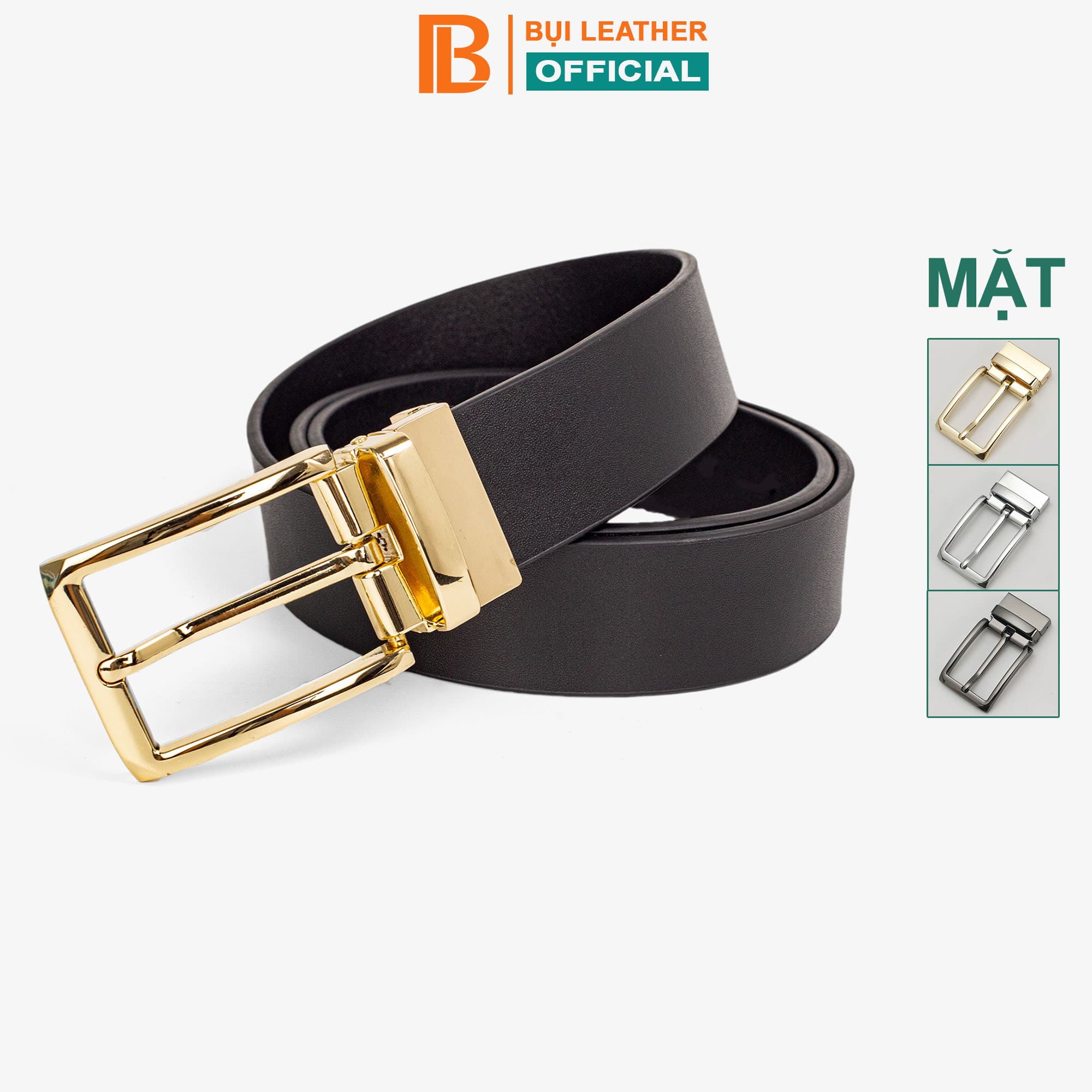 Thắt lưng nam, dây nịt nam da bò thật nguyên tấm Bụi Leather L112 - Khóa cài  - Bảo hành 12 tháng - Mặt khoá M19