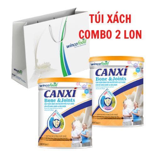 Combo 2 lon Sữa bột Wincofood Canxi Bone & Joints 800glon  kèm túi xách