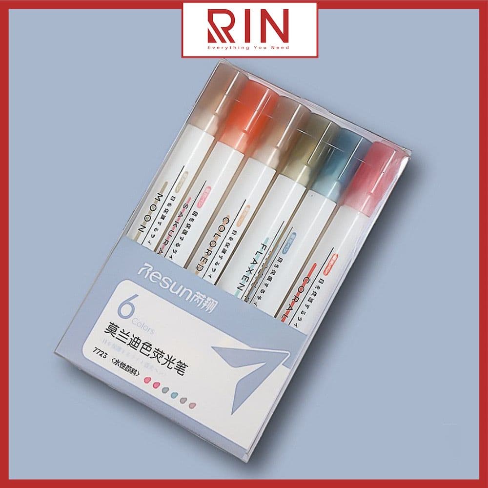 Set 6 bút highlight dạ quang đánh dấu dòng Macarone and Mid Highlighter - Morandi