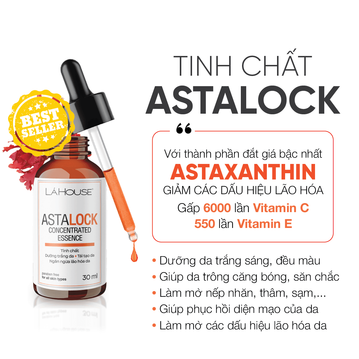 Tinh chất dưỡng trắng da Lá House Astalock Concentrated Essence 15ml30ml - 15ml