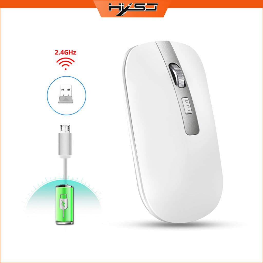 Chuột không dây HXSJ M30 sạc điện wireless 2.4Ghz DPI 1600 - Hàng chính hãng - Trắng