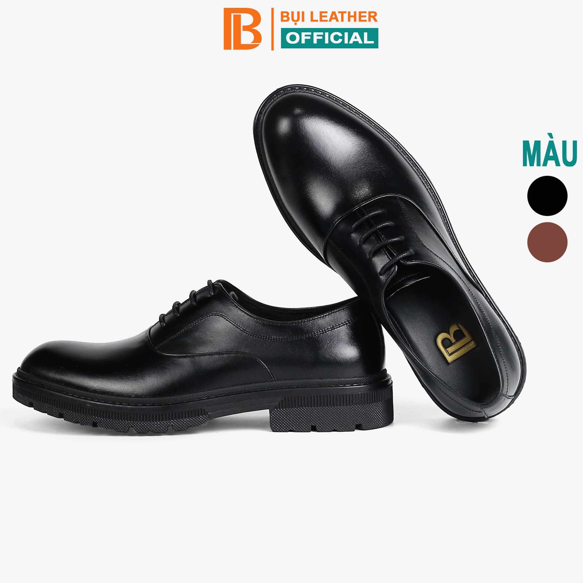 Giày da nam, giày đốc nam trẻ trung nam Bụi Leather G122 - Da bò thật Nappa cao cấp - Bảo hành 12 tháng - 40