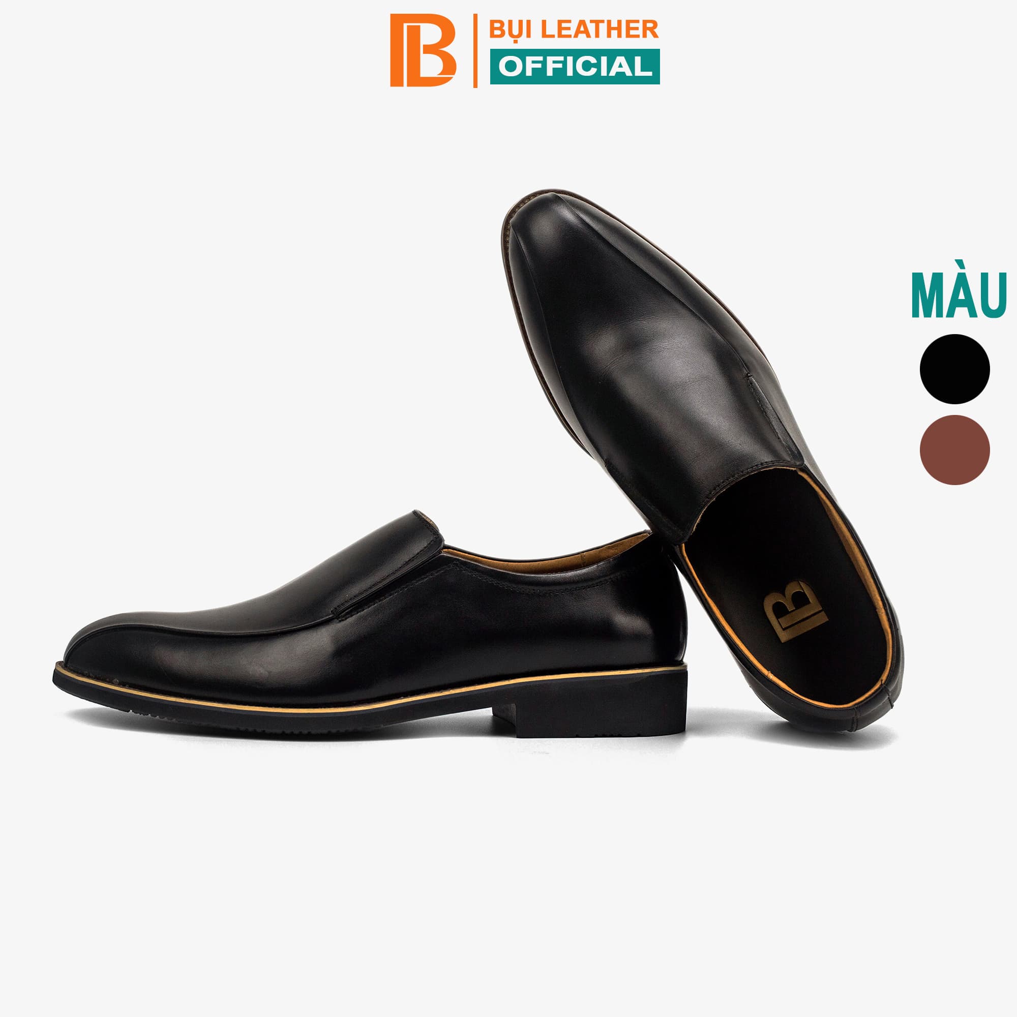 Giày lười da nam công sở Bụi Leather G110 - Da bò Nappa cao cấp - Bảo hành 12 tháng - Màu đen - 41
