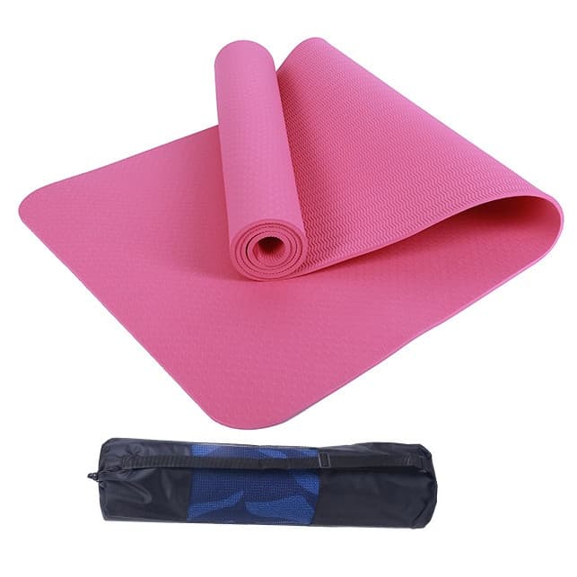 Thảm yoga 6mm 1 lớp TPE tặng túi lưới Dây buộc - Hồngtúidây
