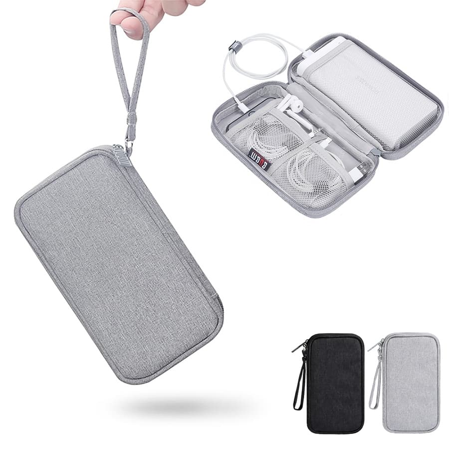 Túi phụ kiện công nghệ BUBM chuyên dụng 1 ngăn, 2 ngăn đựng dây cáp, pin sạc dự phòng có quai xách cầm tay tiện lợi- Hàng chính hãng - Túi 1 ngăn - Xám