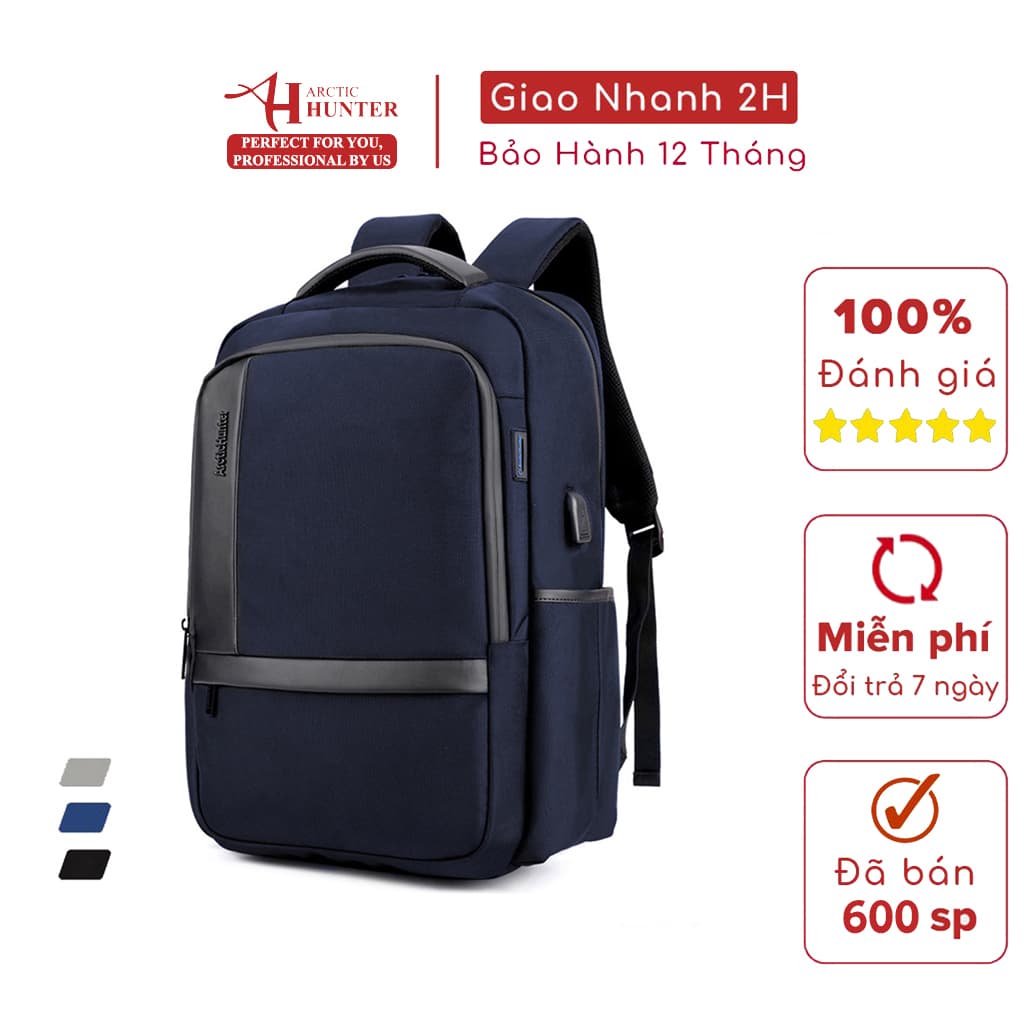 Balo học sinh Arctic Hunter chất liệu Oxford chống nước, có cổng USB - B00120 - Blue
