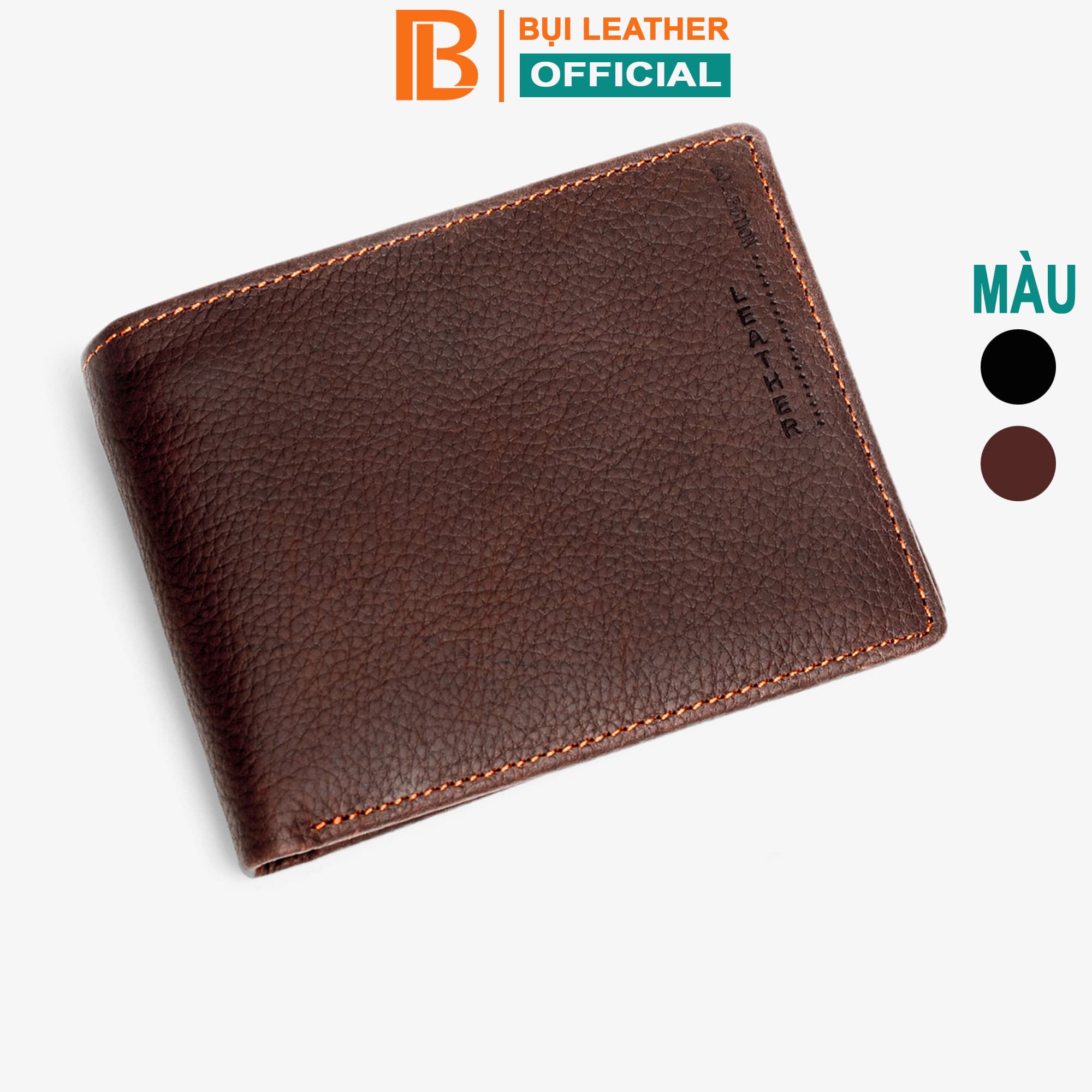 Ví nam, bóp nam da bò sáp Mexico Bụi Leather V102 - Bảo hành 12 tháng - Ngang nâu