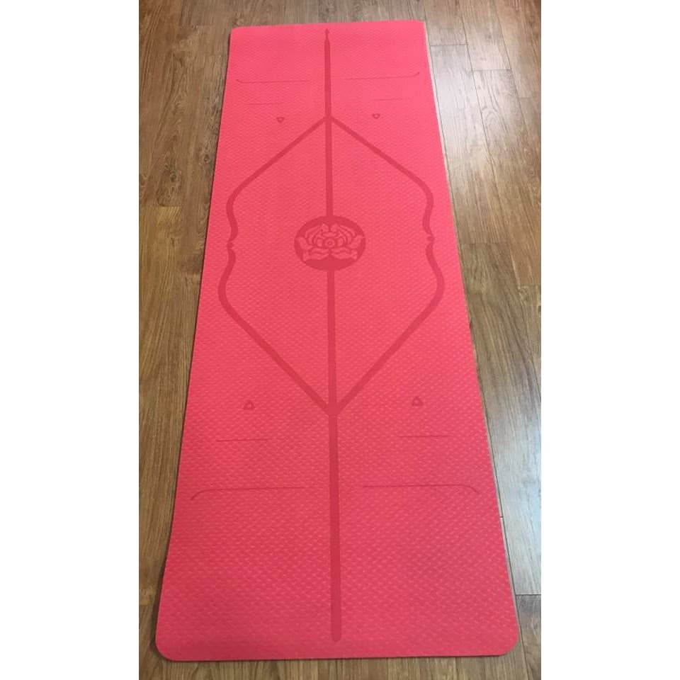 Thảm Tập Yoga,Thảm Tập Gym Định Tuyến 8mm 1 Lớp ECo Chính Hãng Đại Nam Sport  Kèm Túi Và Dây Buộc Thảm - Đỏ