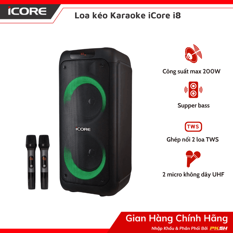 Bọ Loa Mic Karaoke Bluetooth iCore i8 - Hàng chính hãng - iCore i8