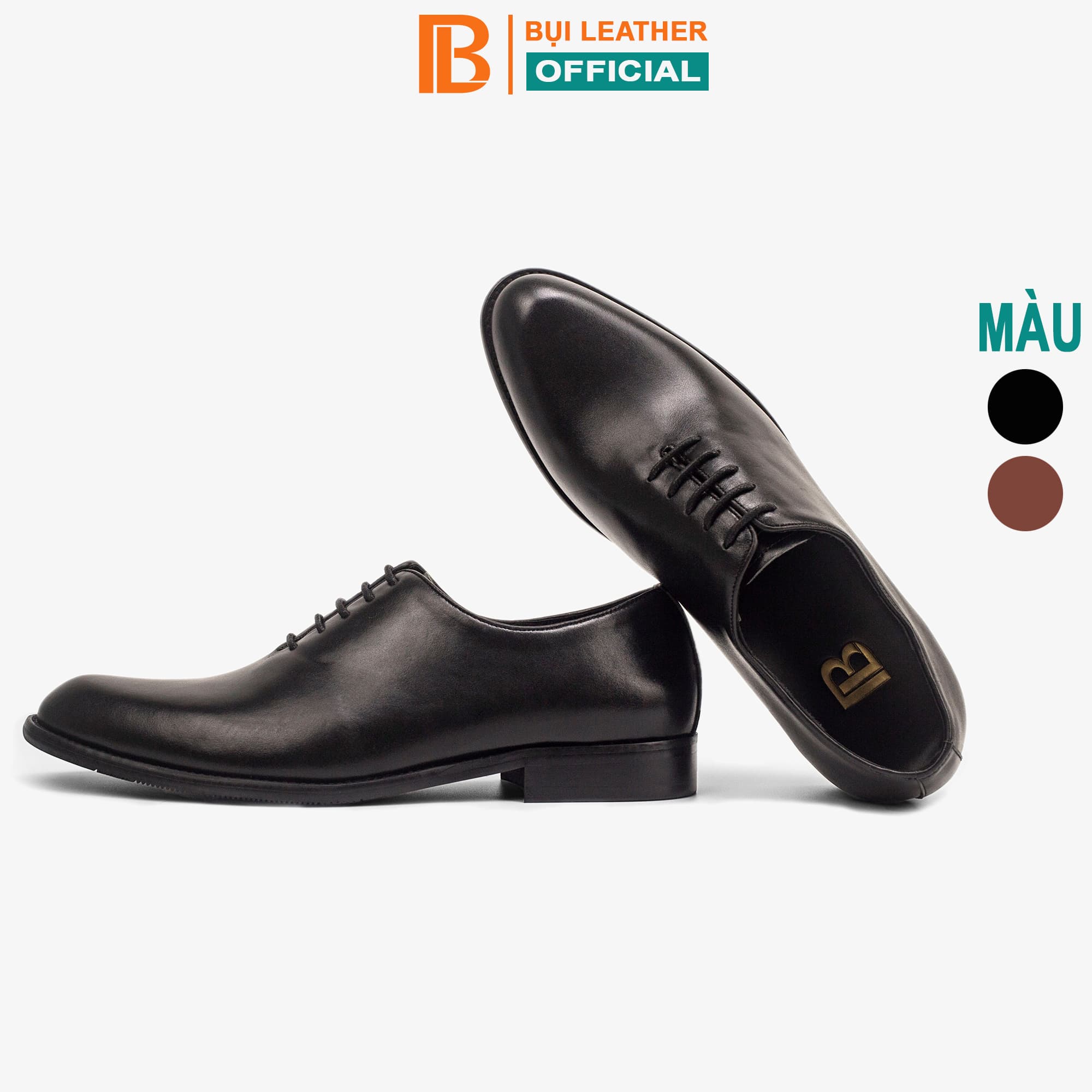 Giày da nam, giày oxford công sở Bụi Leather G101 - Da bò Nappa cao cấp - Bảo hành 12 tháng  - Đen - 40