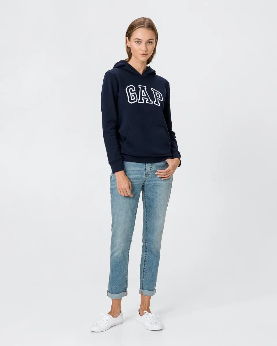 GAP - Áo Hoodie Nữ - Logo - NAVY UNIFORM