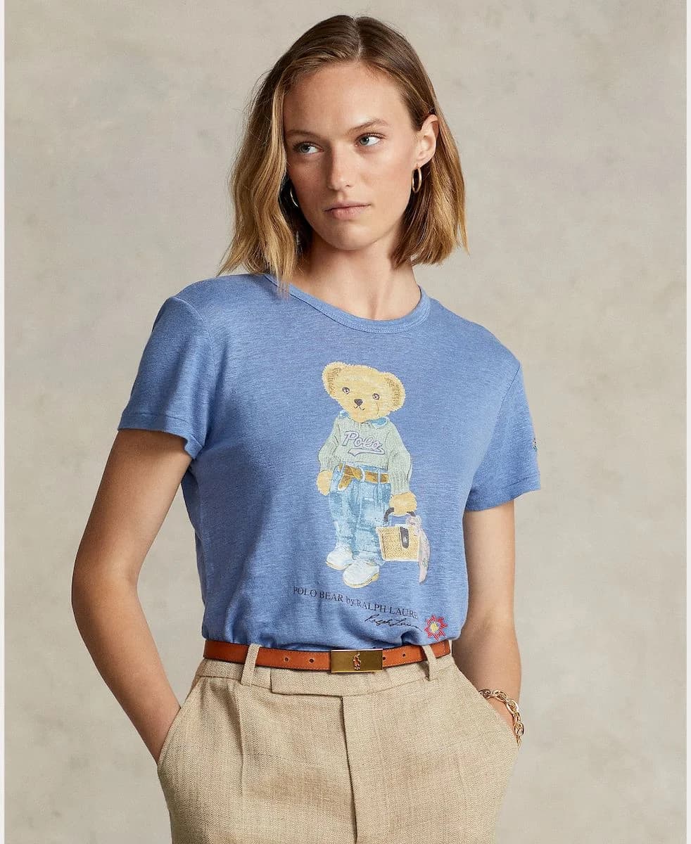 Polo Ralph Lauren - Áo Thun Nữ Tay Ngắn Polo Bear Jersey Linen Tee - BLUE