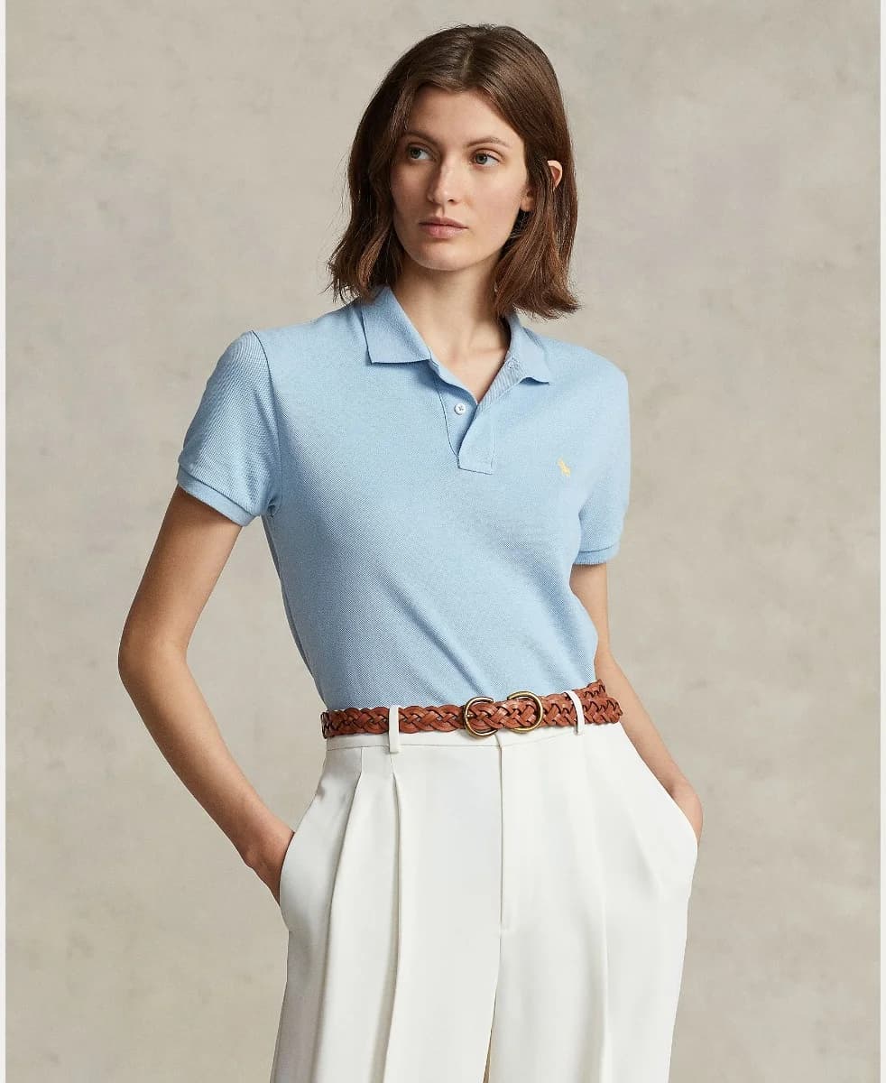 Polo Ralph Lauren - Áo Polo Nữ Tay Ngắn Classic Fit Mesh Polo Shirt - BLUE