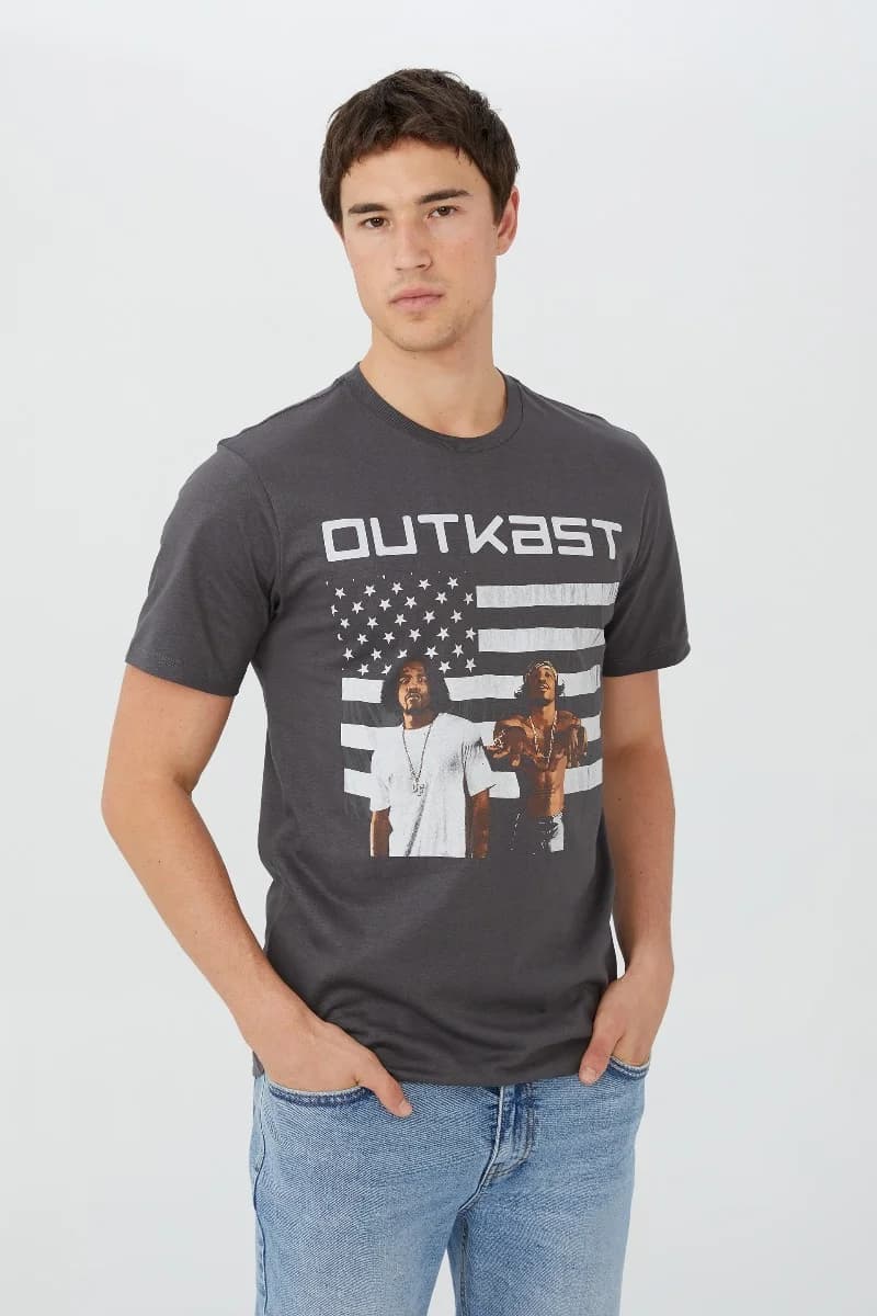 Cotton On - Áo Thun Có Hoạ Tiết Nam - Tbar Collab Music T-Shirt - LCN MT FADED SLATE/OUTKAST - STANKONIA