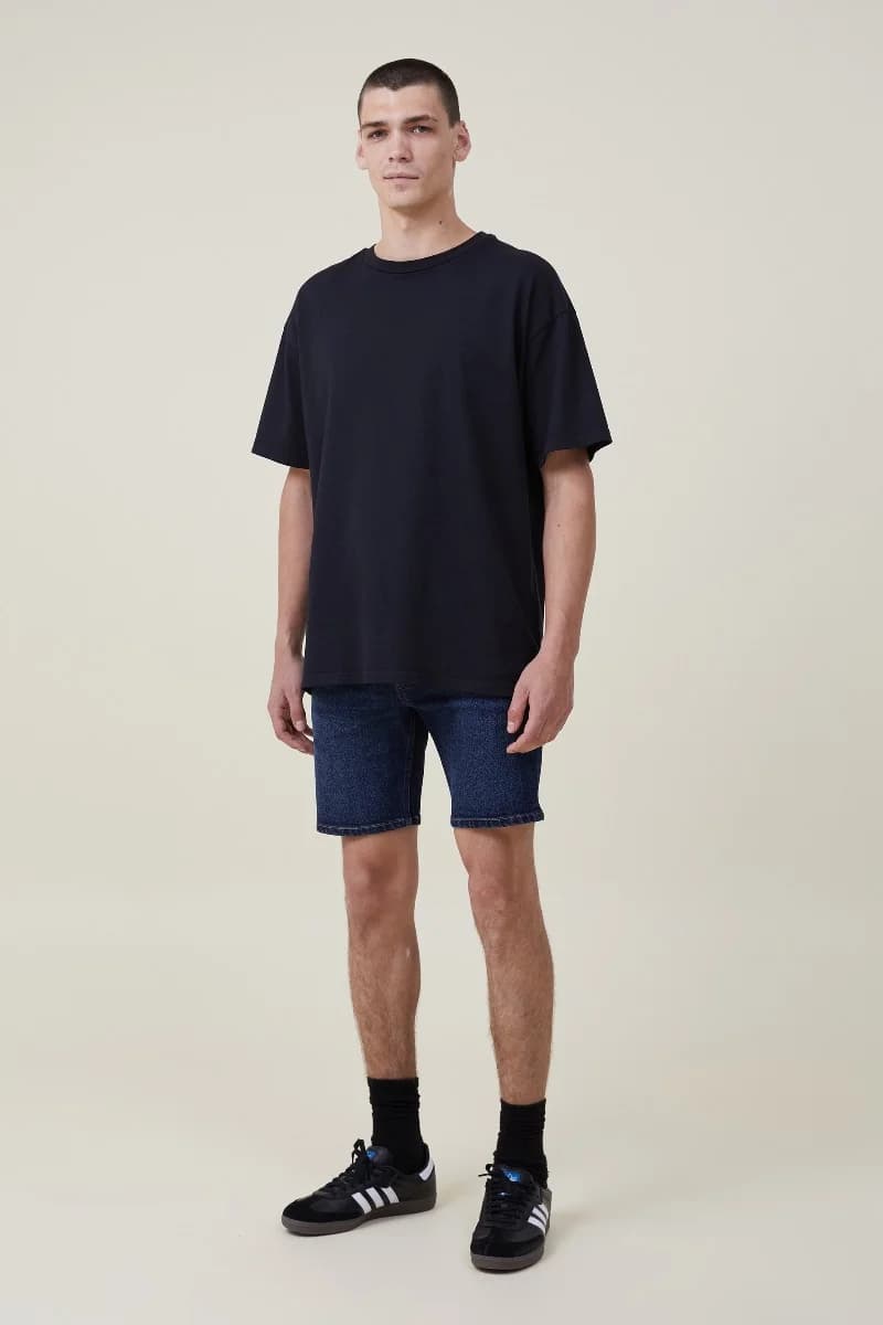 Cotton On - Quần Jeans Ngắn Nam - Straight Short - DARK NAVY WASH