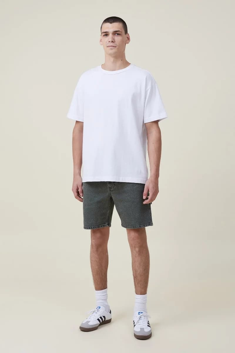Cotton On - Quần Jeans Ngắn Nam - Straight Short - EVERGREEN CARPENTER