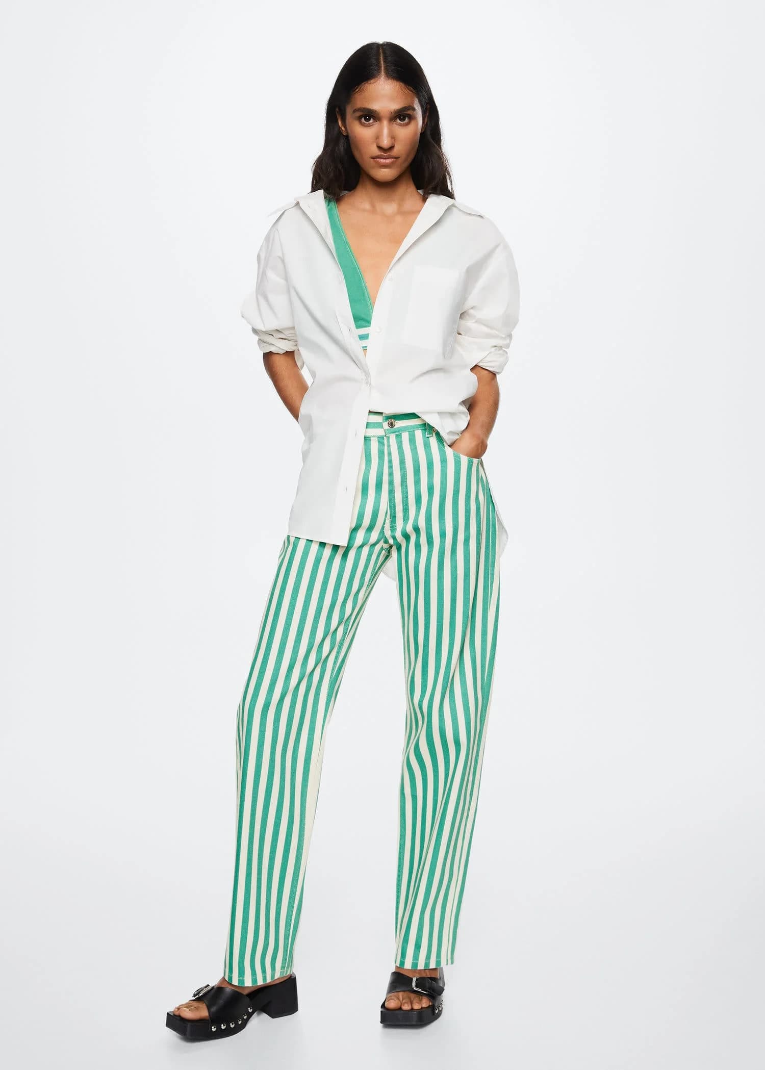 Mango - Quần Jeans Amelia - MEDIUM GREEN