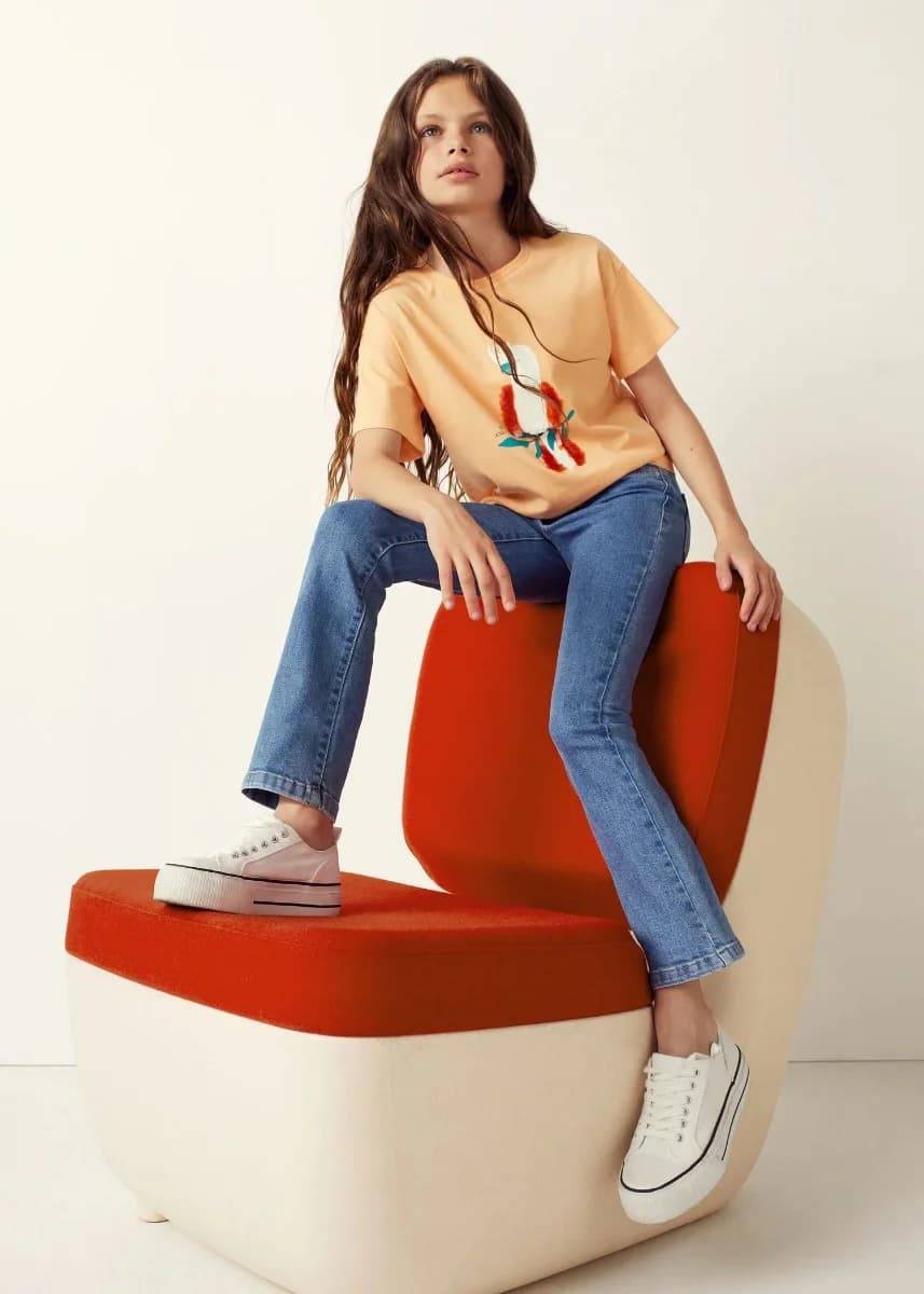 Mango - Quần Jeans Trumpet - MEDIUM BLUE