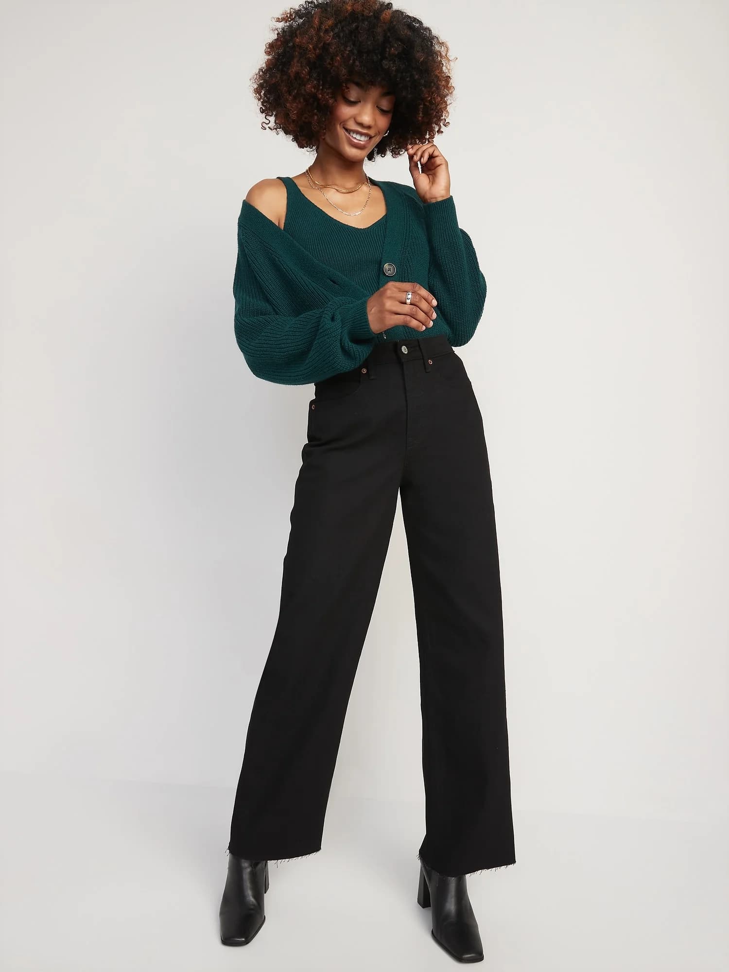 Old Navy - Quần Jean Nữ Ống Rộng - BLACK JACK