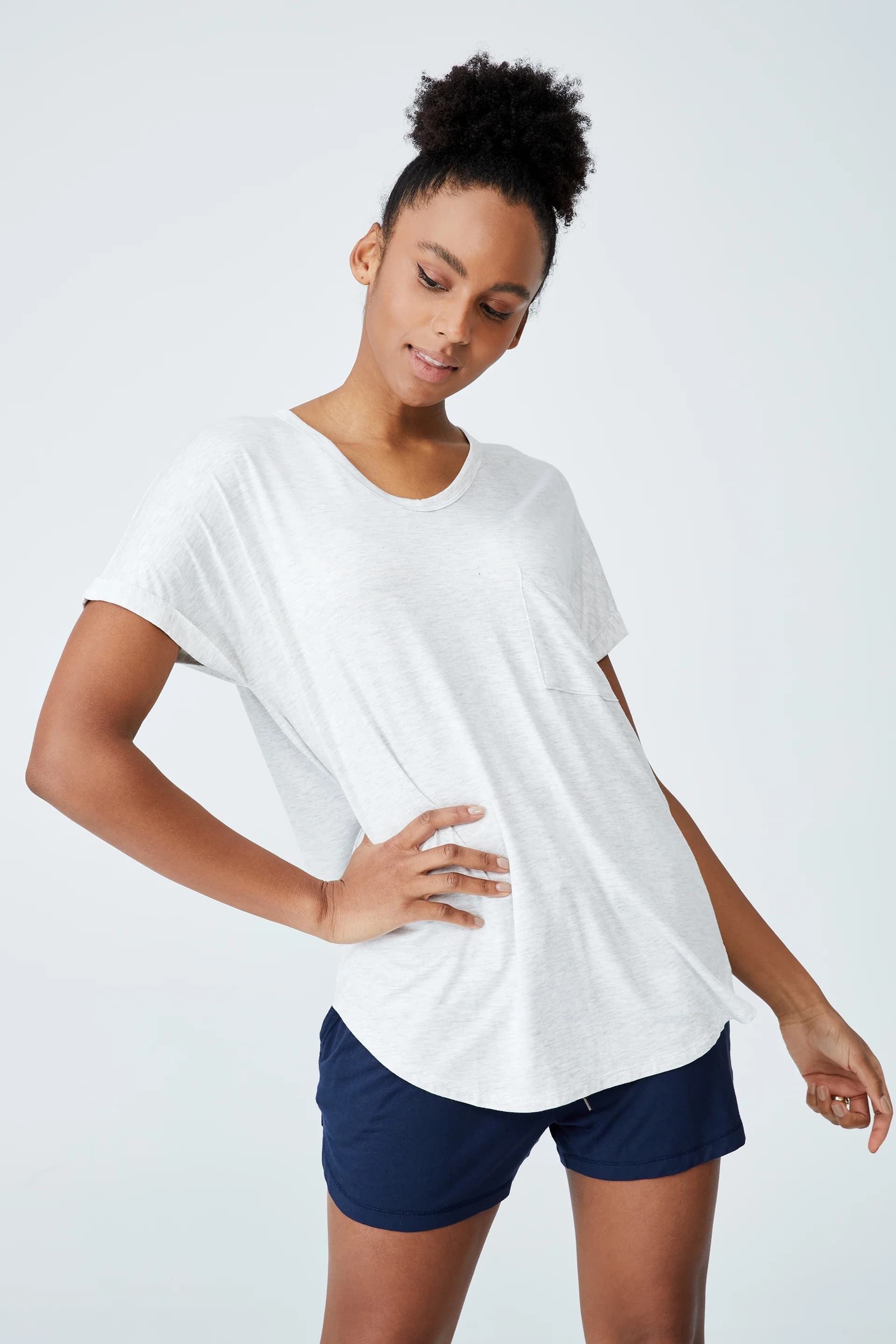 Cotton On Body - Áo Thun Mặc Nhà Nữ-Sleep Recovery Pocket T-Shirt - SOFT GREY MARLE