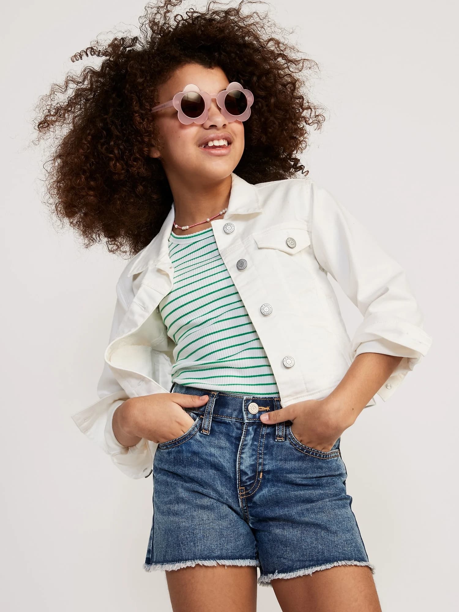 Old Navy - Quần Short Jean Bé Gái - MEDIUM WASH