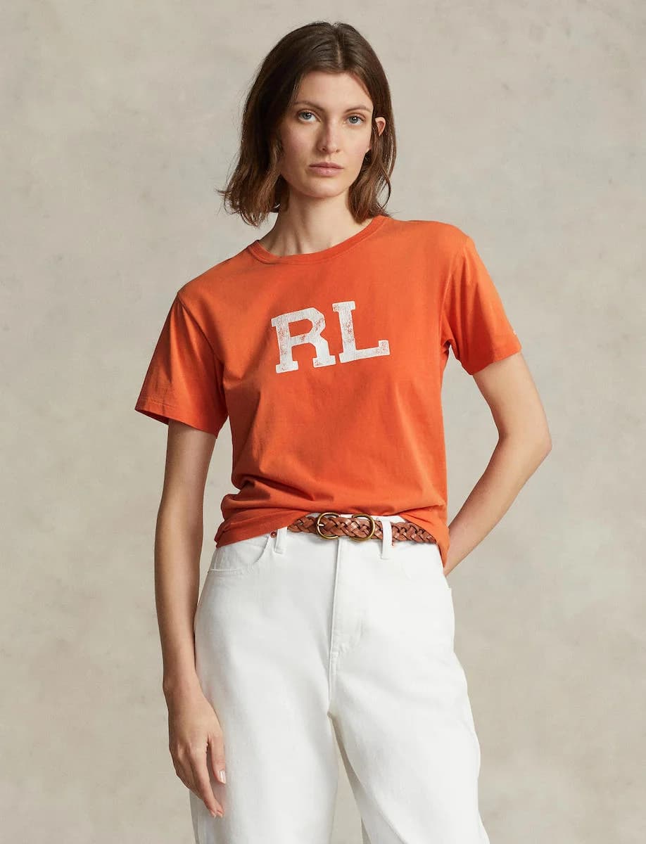 Polo Ralph Lauren - Áo Thun Nữ Tay Ngắn RL Logo Jersey Tee - ORANGE