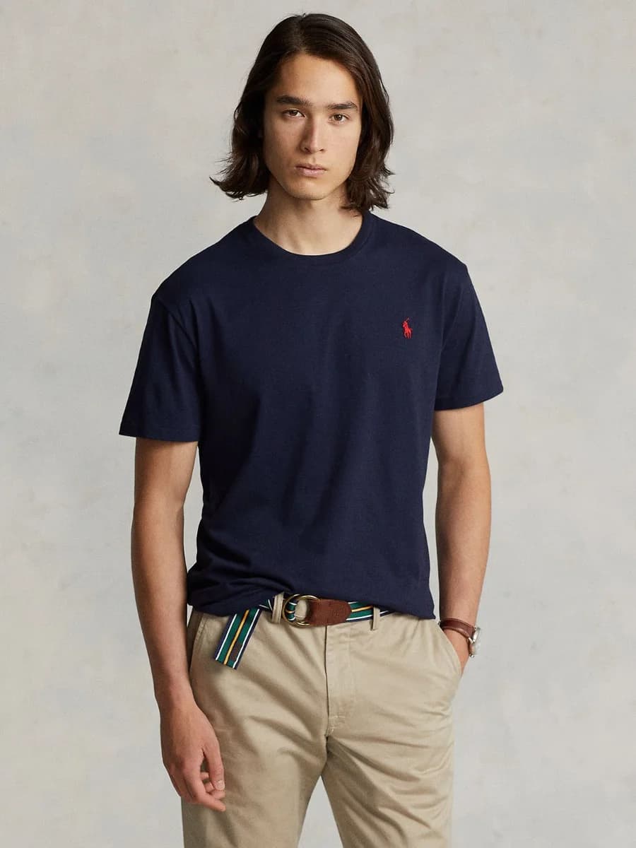 Polo Ralph Lauren - Áo Thun Nam Tay Ngắn Custom Slim Fit Jersey Crewneck T-Shirt - NAVY-410