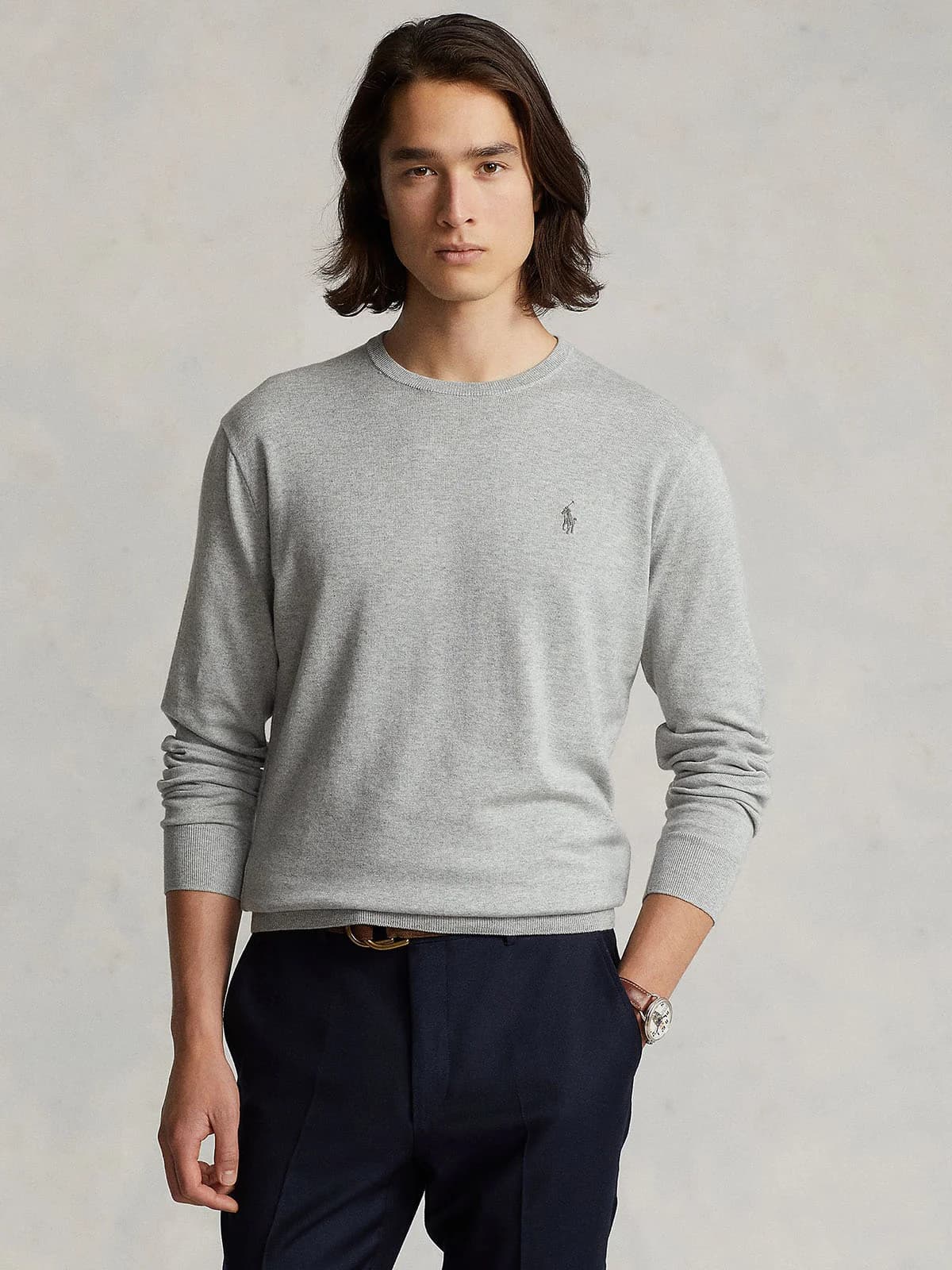 Polo Ralph Lauren - Áo Len Nam Tay Dài Slim Fit Cotton Sweater - GREY