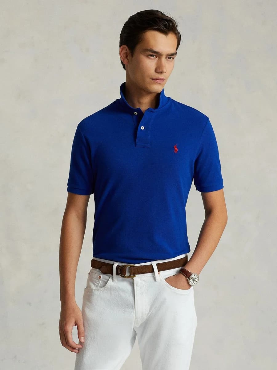 Polo Ralph Lauren - Áo Polo Nam Tay Ngắn Slim Fit Mesh Polo Shirt - BLUE