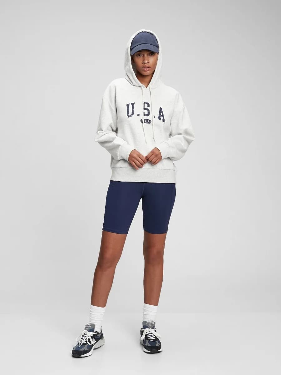 GAP - Áo Hoodie Nữ - Logo - LIGHT HEATHER GREY