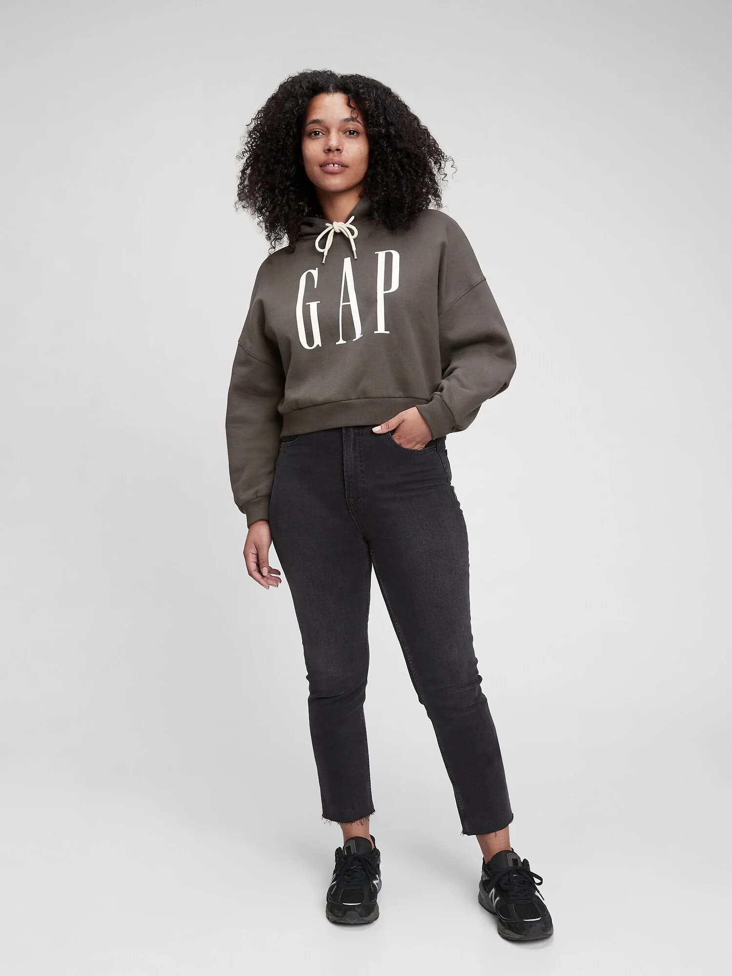 GAP - Áo Hoodie Nữ - Logo - SOFT BLACK