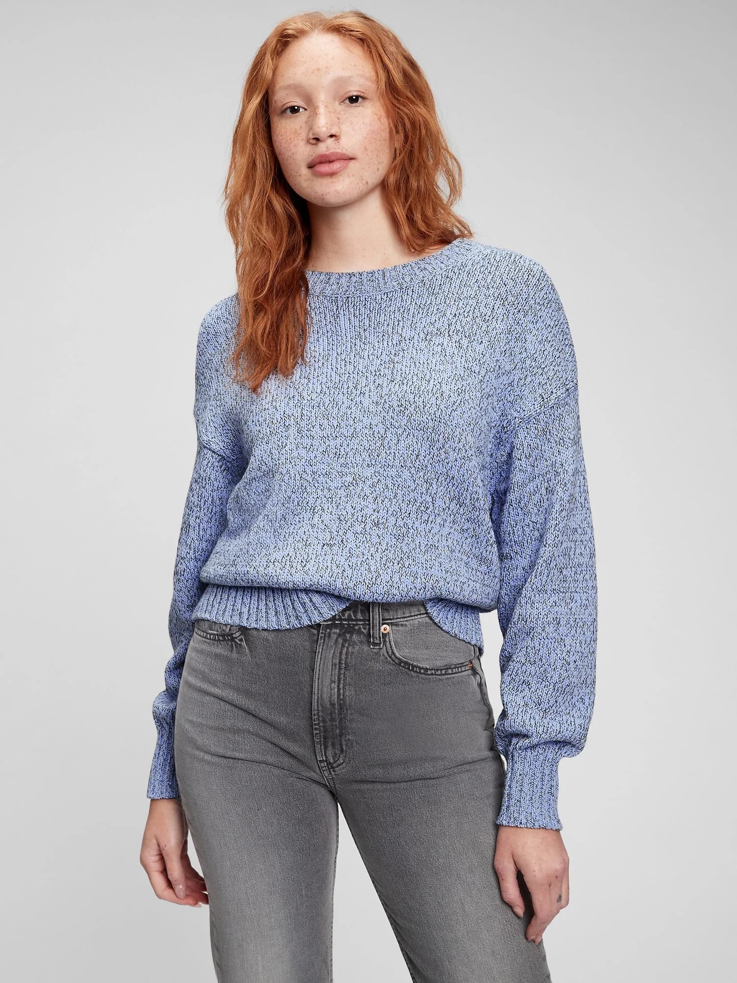 GAP - Áo Len Nữ - Sweater - BLUE MARL