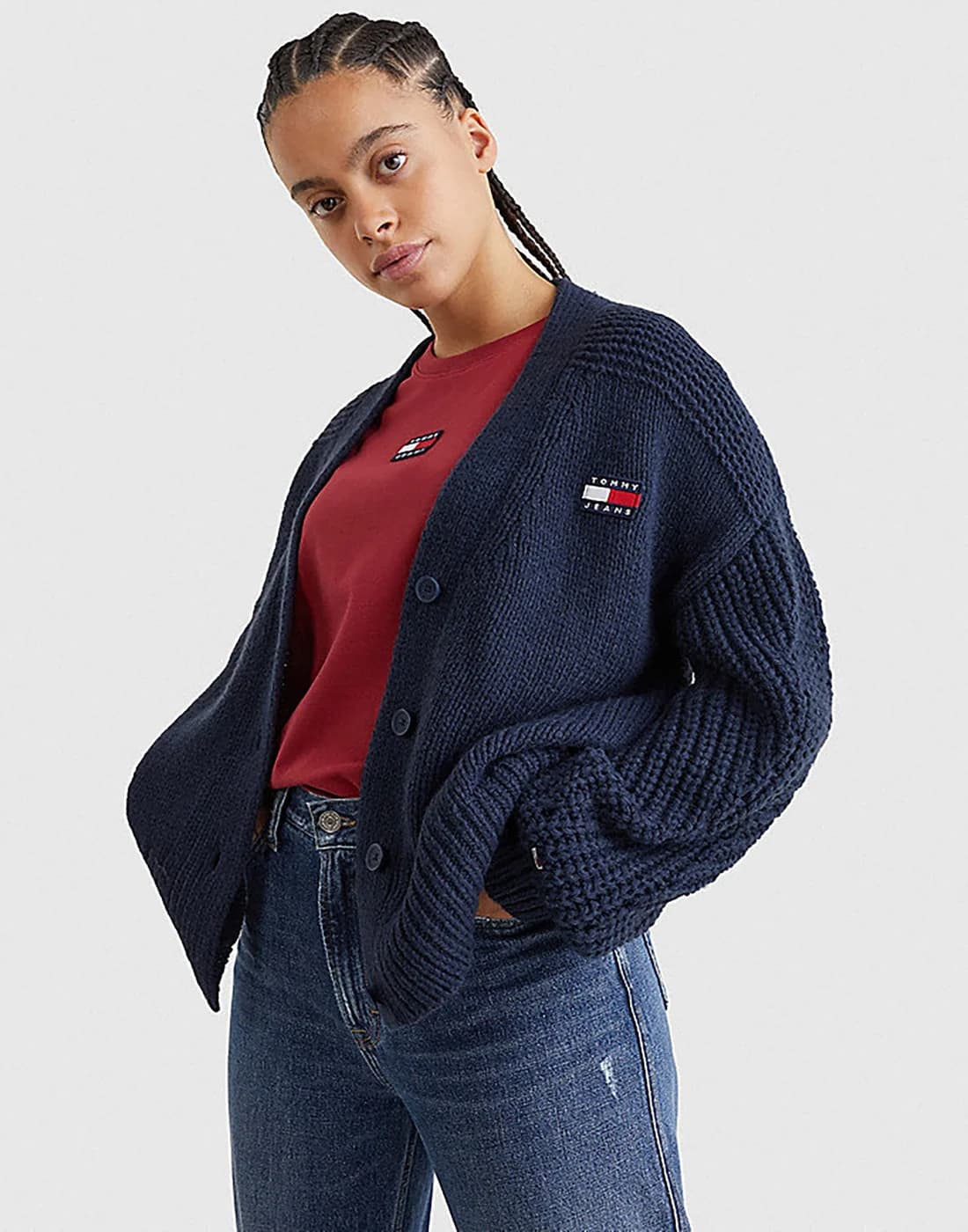 Tommy Jeans - Áo Cardigan Nữ Oversized Badge - TWILIGHT NAVY