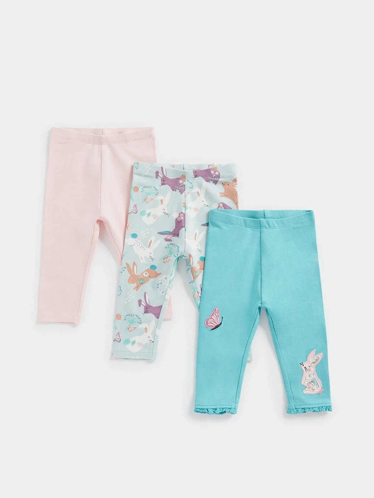mothercare - Set 3 quần legging họa tiết thiên nhiên bé gái - BLUE