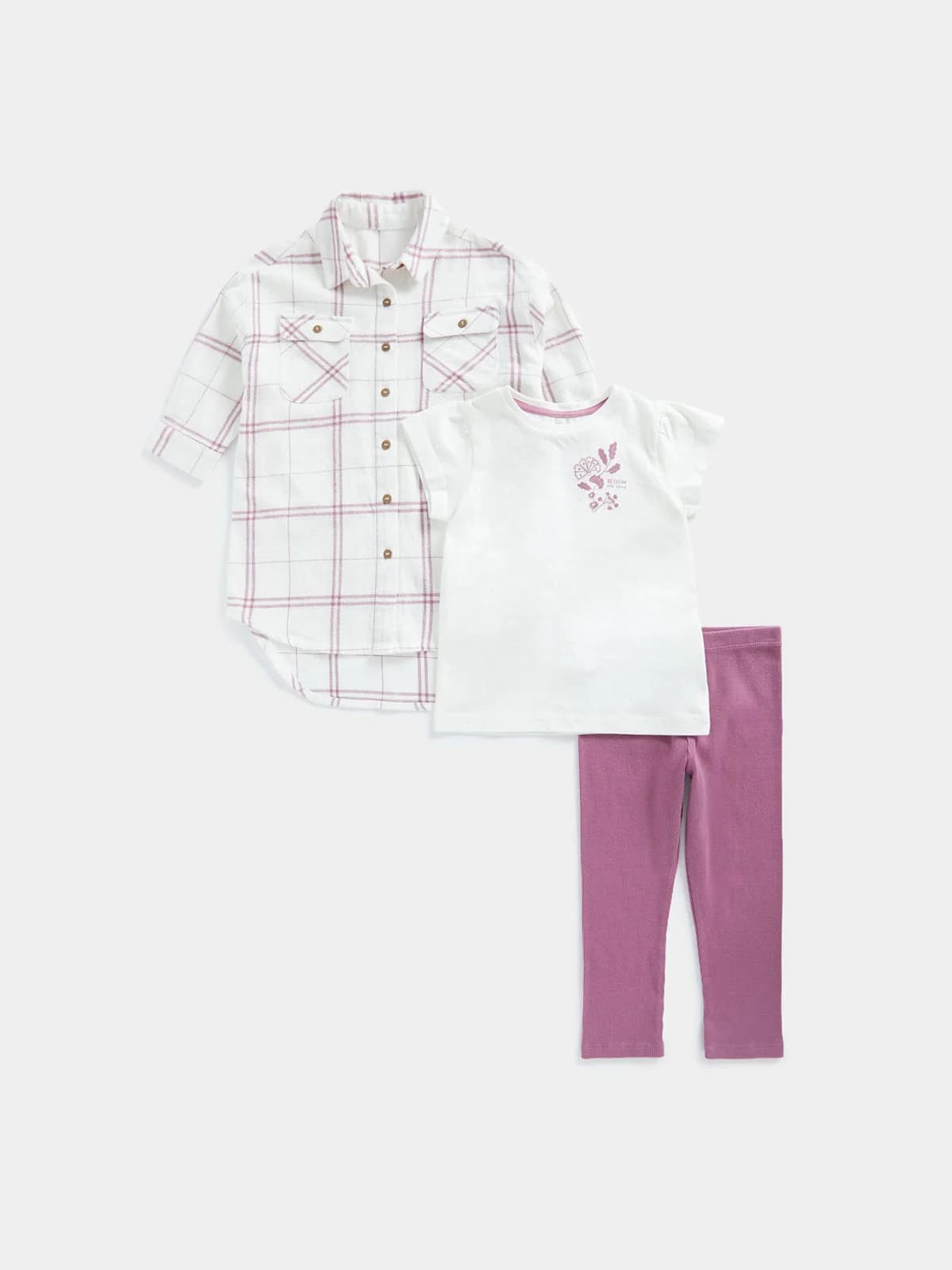 mothercare - Set áo sơ mi, áo thun và quần leggings - CREAM