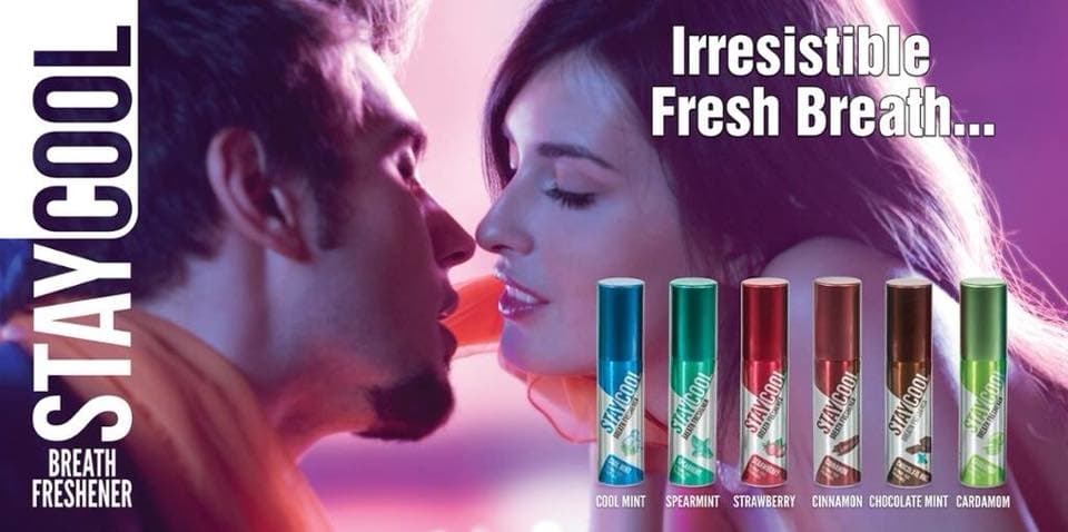 [HCM]Chai xịt thơm miệng Staycool Made in UK ( có thể lựa chọn 5 mùi vị DâuChocolateBạc HàHúng QuếQuế)