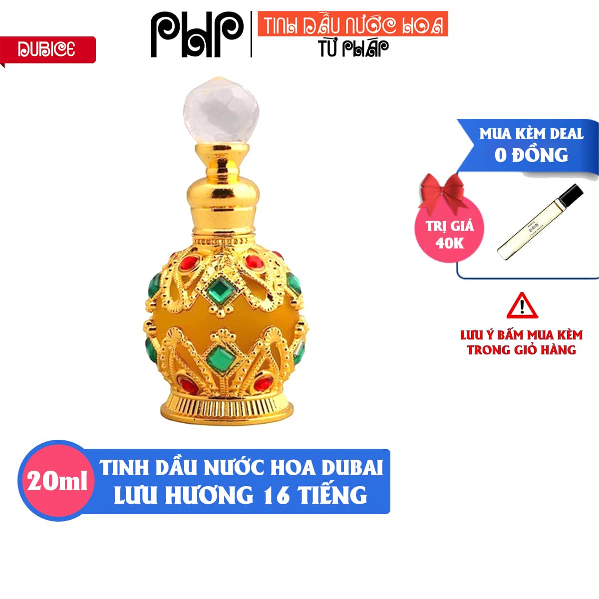 [Thơm lâu 14 tiếng] Tinh dầu nước hoa Dubai 20ml dạng chấm chai đính đá cao cấp chính hãng Dubai