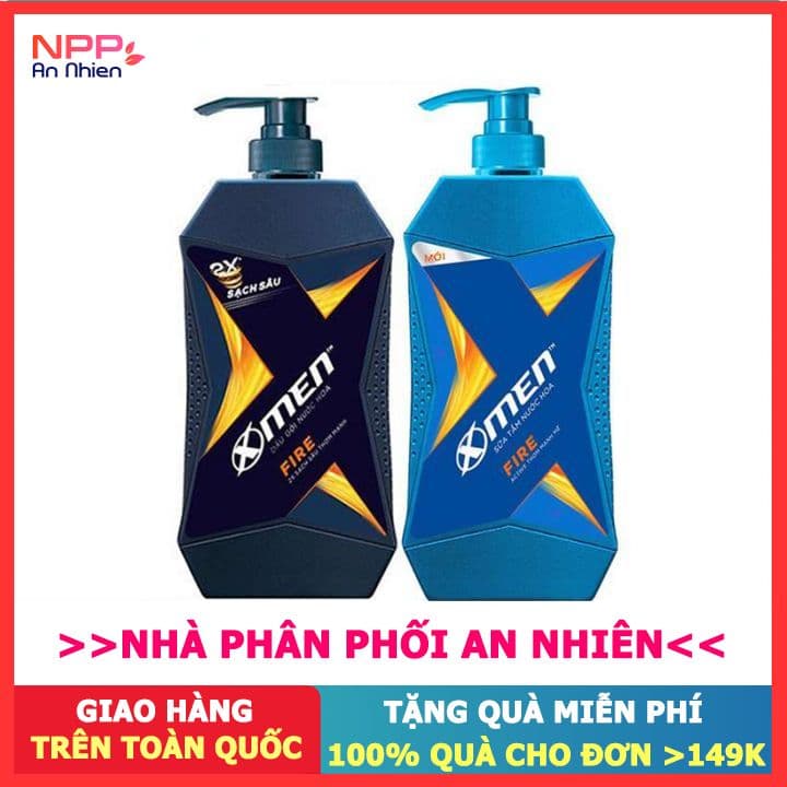 Combo Dầu Gội X-Men Nước hoa Fire 650g và Sữa Tắm X-Men Nước hoa Fire 650g- NPP AN NHIÊN