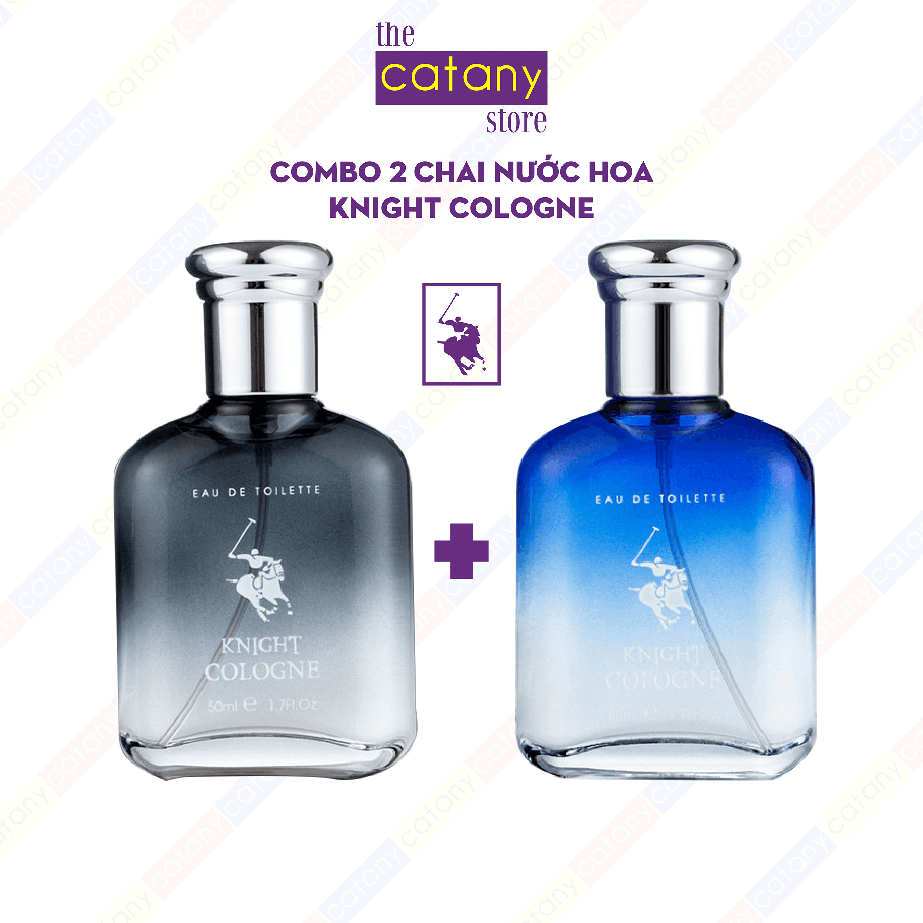 Combo 2 chai nước hoa nam KNIGHT COLOGNE 50ml - nước hoa kỵ sĩ đen nam tính mạnh mẽ - hàng nội địa