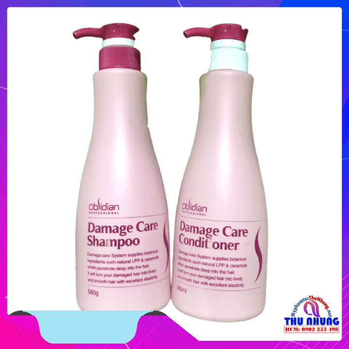 [HCM]Dầu gội xả phục hồi tóc hư tổn Damage Care Obsidian 580mlx2