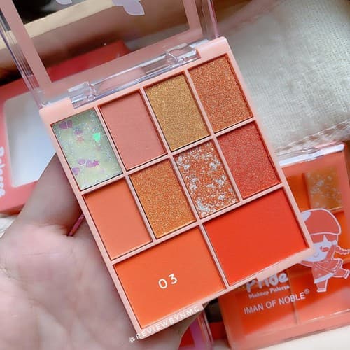 Phấn mắt 10 ô iMan Makeup Cute nhũ kim tuyến kèm má hồng