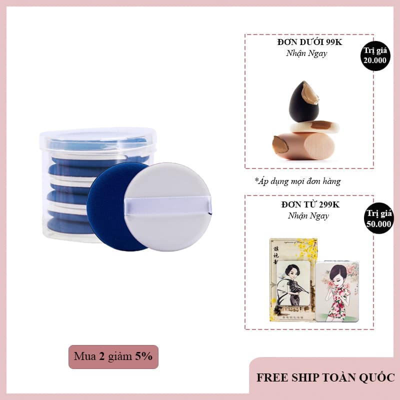 Bông Phấn Trang Điểm 1 Hộp 7 bông (GIẢM GIÁ CỰC SỐC) (KHUYẾN MÃI 3 NGÀY)