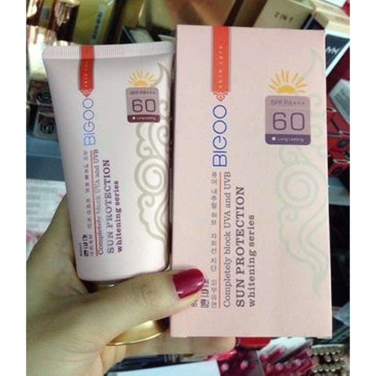 Kem nền chống nắng kháng khuẩn BIGOO Sun Protection SPF60 Hàn Quốc 80ml
